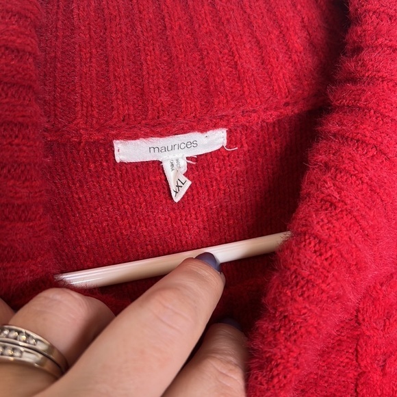 Maurice’s Red Cowl Neck Pullover Knit Sweater - Picture 2 of 9